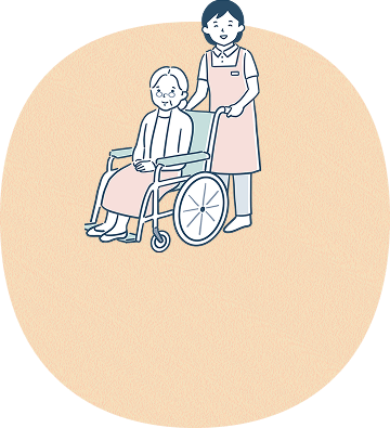 ヘルパーがケアをするイラスト